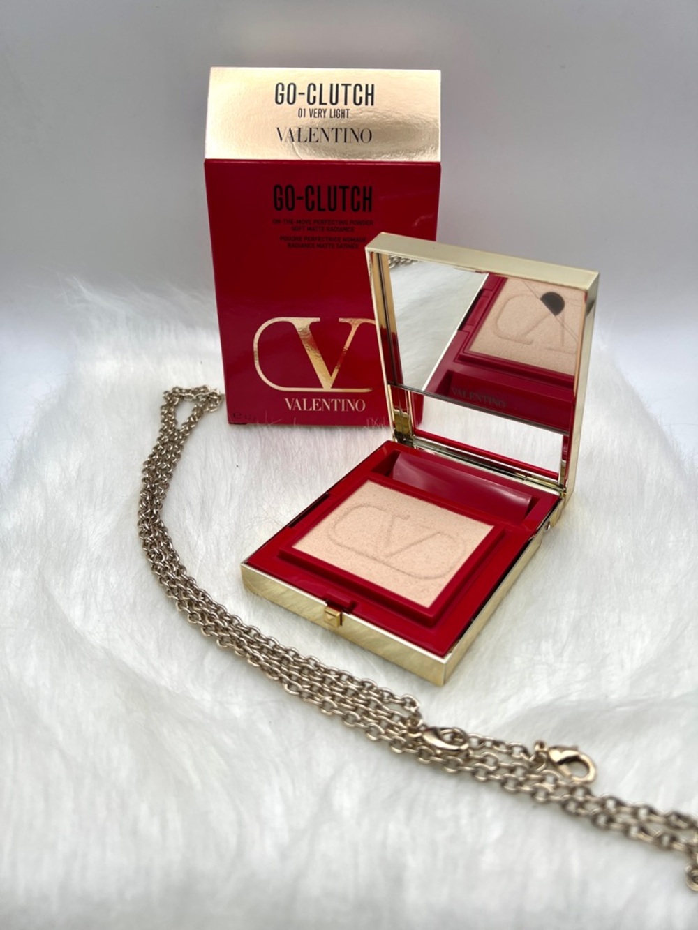 Valentino Go-Clutch Powder 01 Very Light Chain Brush NEW In Box $205 MSRP